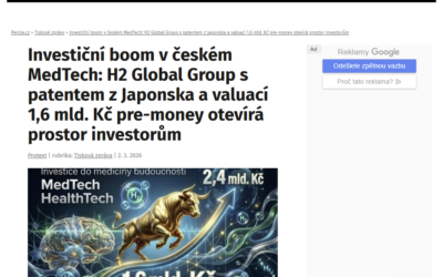 Investment boom in Czech MedTech: H2 Global Group, with a Japanese patent and a pre-money valuation of CZK 1.6 billion, opens the door to investors